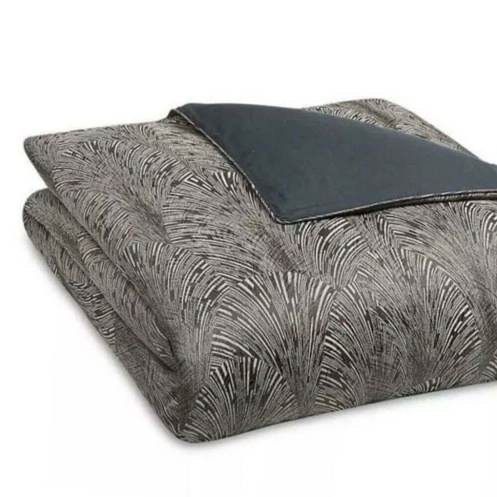 Hudson Park Deco Fan KING Duvet Cover BLACK